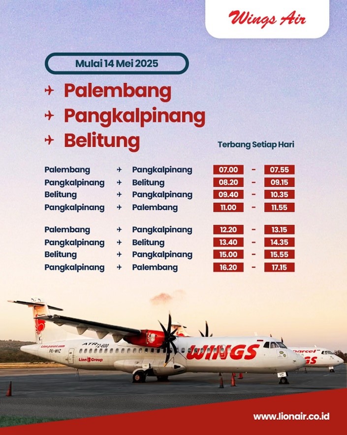 Wings Air Buka Rute Baru: Palembang – Pangkalpinang – Belitung, Dorong Konektivitas dan Pariwisata